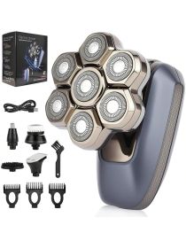 Head Shaver for Bald Men, 7D Electric Rotary Razor 5-in-1 Grooming Kit with Nose Hair Trimmer, Sideburn Clipper & Facial Brush
